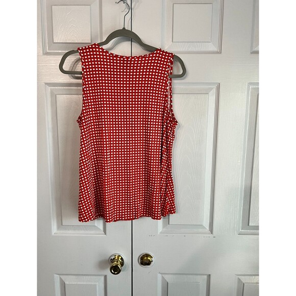Bobeau Women's Top Lg Red Polka Dot Sleeveless Crossover - Picture 3 of 9